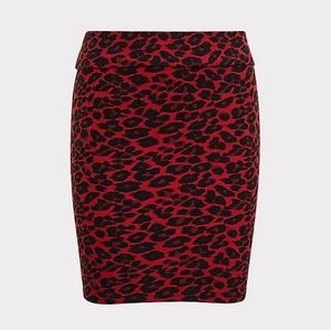 Torrid Dark Red Leopard Foldover Mini Skirt